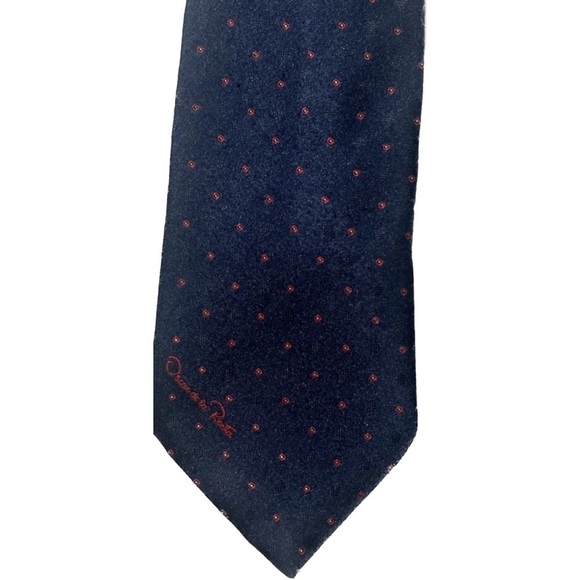 VINTAGE OSCAR DE LA RENTA NECK TIE - BLUE/BLACK/RED SILK LUXURY GIFT BUSINESS - Picture 1 of 7